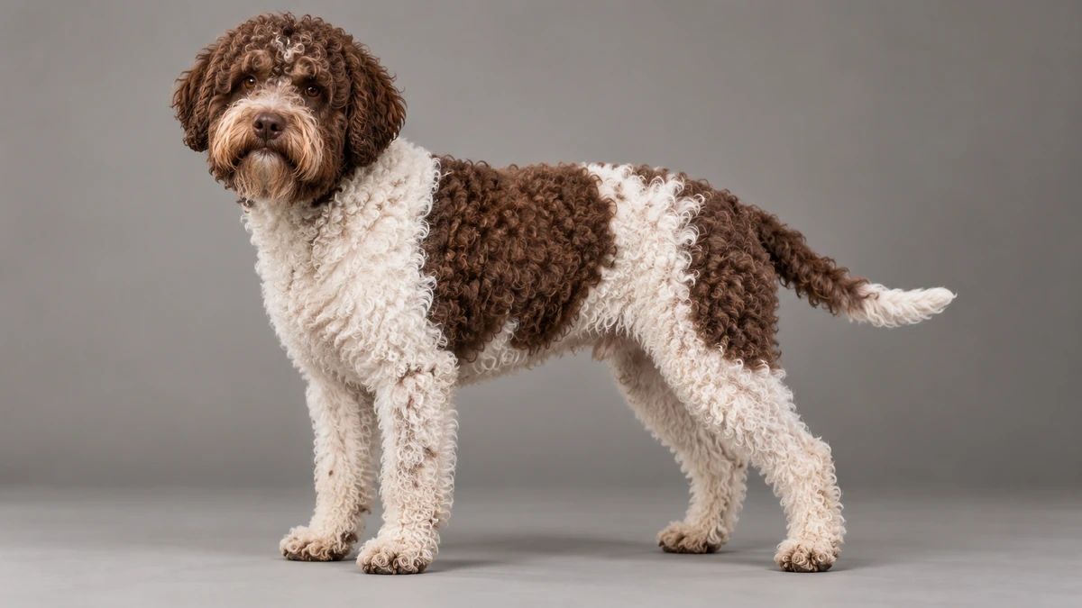 Lagotto Romagnolo köpek — kahve-beyaz (klasik) renk