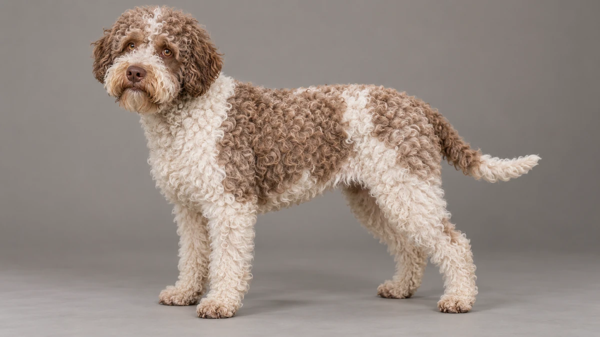 Lagotto Romagnolo köpek — açık kahve-beyaz renk