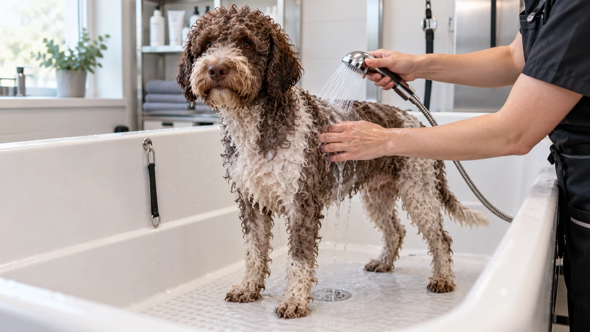 Lagotto Romagnolo köpek — banyo ve temizlik