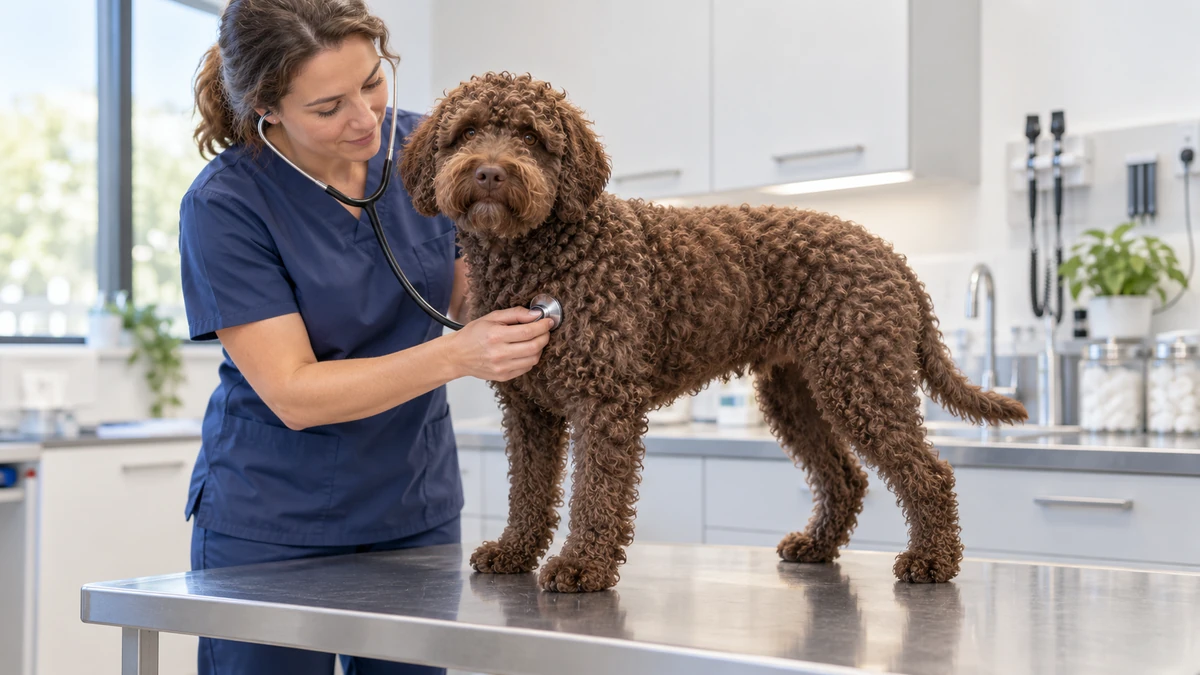 Lagotto Romagnolo köpek — veteriner kontrolü