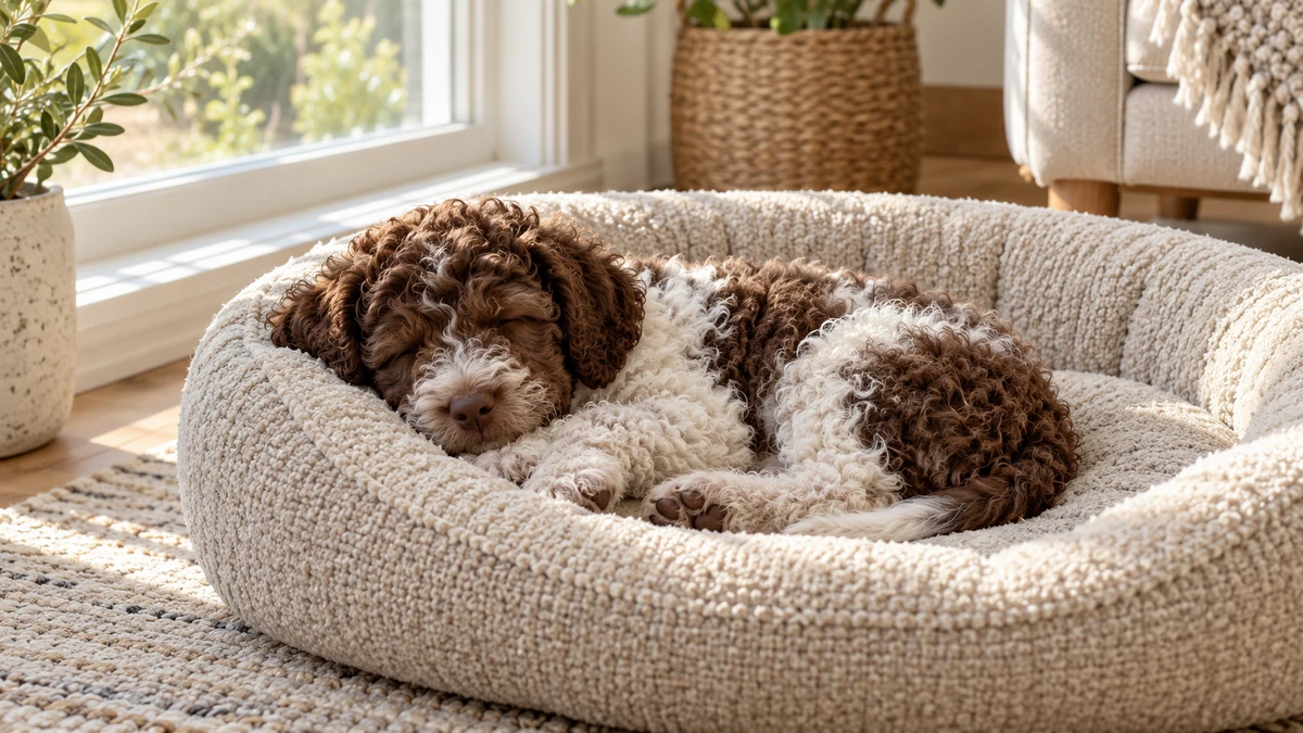 Lagotto Romagnolo ilan — uyuyan Lagotto Romagnolo yavru ilan fotoğrafı